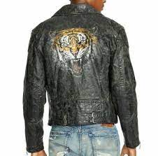 Denim Supply Ralph Lauren Men Waxed Coated Moto Biker Rider Distressed Jacket Xl Ebay Denim And Supply Distressed Jacket Ralph Lauren Men