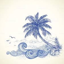 Hand Drawn Summer Illustration Elements Are Separate More Works Like Beach Drawing Tropical Beach Drawings