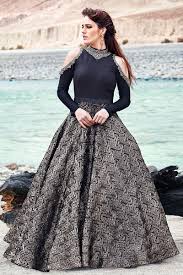 Picture Of Entrancing Black Floor Length Gown Indian Dresses Designer Dresses Indian Indian Gowns
