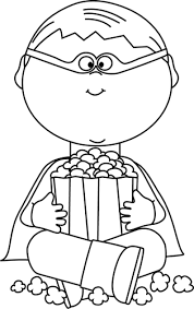 Black And White Boy Drawing Black And White Boy Superhero Eating Popcorn Clip Art Black And White Boy Superhero Eating Popcorn Image Girl Superhero Superhero Black And White