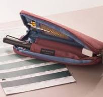 Oxford half zip around pocket pencil pouch