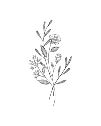 Botanical Elegant Flower Bouquet Modern Minimal Drawing Of Etsy Flower Bouquet Tattoo Minimal Drawings Bouquet Tattoo