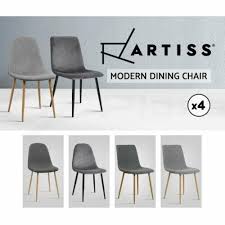 Artiss Dining Chairs Kitchen Chair Fabric Velvet Seat Cafe Modern Grey X4 In 2020 Dining Chairs Fabric Kitchen Chairs Chair Fabric