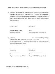 Ada berbagai macam jenis surat perintah tugas, seperti surat tugas dinas. Nota Serah Tugas Guru Dunia Sosial