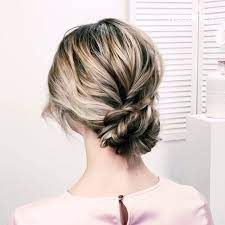 Martha Stewart Weddings On Instagram Two Fishtail Ponytails Pinned Into An Updo Brin Short Hair Updo Braided Hairstyles For Wedding Medium Length Hair Styles