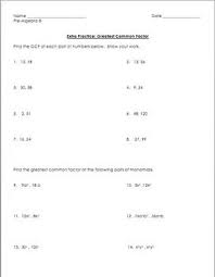 Greatest Common Factor Practice Common Factors Greatest Common Factors Teaching Math
