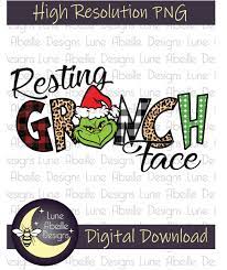 Resting Grinch Face Digital Design Png Sublimation Tshirt Design Digital Design Design Christmas Designs
