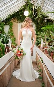 Modern Mixed Fabric Wedding Gown With High Halter Neckline Stella York Wedding Dresses York Wedding Dress Stella York Wedding Dress Bridal Gowns