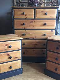 Vintage swedish hand made, painted miniature solid pine wood chest of drawers. Upcycled Pine Chest Of Drawers And Bedside Tables Boys Bedroom Furniture Painted Painted Bedroom Furniture Pine Bedroom Furniture Bedroom Furniture Makeover