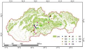 What are the geographical coordinates of slovakia? Map Of The Slovak Republic Showing The Forest Area And The Position Of Download Scientific Diagram
