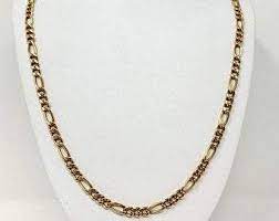 14k Yellow Gold Hollow 5 5mm Figaro Link Chain Necklace Milor Italy 25 5 Chain Link Necklace Chain Necklace Necklace