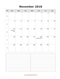 Ingin mengetahui tarikh tarikh cuti umum? Blank Calendar For November 2018