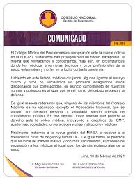 Toque de queda de 24 horas durante los días 1 al 4 de abril de 2021, con la excepción de que pueda salir una persona. Comunicados Colegio Medico Del Peru Consejo Nacional