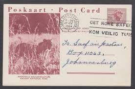 Kruger family industries contact us. South Africa H G 42 12 Postcard 1964 Get Home Safely Slogan Cancel Lion Kruger Hipstamp
