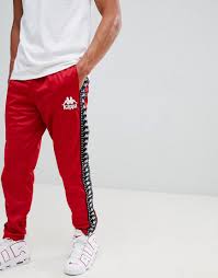 Black And Red Joggers Womens Kappa Jogger With Logo Taping And Seam Detail In Red Red Modesens Kappa Clothing Clothing Brand Revival Clothing