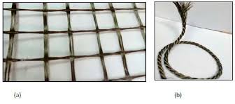a) Basalt Fiber Textile, b) Basalt Rope.
