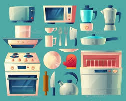 Vector Cartoon Set Of Kitchen Appliances Turquoise Kitchen Decor Turquoise Kitchen Kitchen Decor