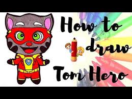 How To Draw Tom From Talking Tom Hero Dash Kak Narisovat Toma Youtube In 2020 Talking Tom Creative Kids Hero
