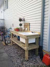 Potting Table With Sink And Running Water Love Outdoor Potting Bench Potting Table Backyard Fun
