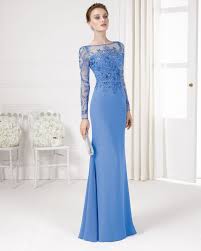 Glamorous Blue Beaded Wedding Gown With Illusion Sleeves Serenity Hued Wed Prom Dresses Long With Sleeves Dresses Formal Elegant Long Sleeve Evening Dresses