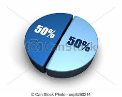 Blue Pie Chart 50 50 Percent