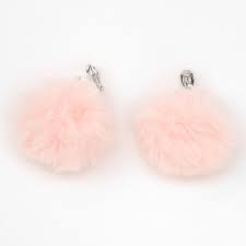 Silver 1 5 Pom Pom Clip On Drop Earrings Light Pink Claire S Us