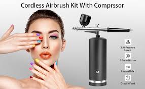 Nail Airbrush Machine Paint Hannea Airbrush Kit With Compressor 48psi  Rechargeable Cordless Non Clogging