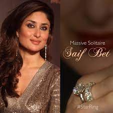 Starring Saif Ali Khan And Kareena Kapoor Khan Storyline Bollywood Diva Gifts Herself A 7 Carat Sparkler Indian Choker Celeb Engagement Rings Kareena Kapoor