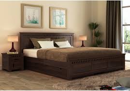 Bed, bedroom furniture, twin size bed, full size bed, queen size bed, king size bed, california king size bed, bookcase bed, book case bed, canopy bed, bed with canopy, captain's bed, daybed, headboard and. Buy Adolph Bed With Side Storage King Size Walnut Finish Online In India Wooden Street