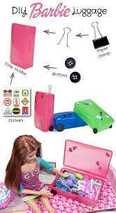Glue Buttons And The Handle From A Paper Clamp To A Dollar Store Soap Holder To Make A Colorful Rolling Suitcase Diy Barbie Furniture Barbie Dolls Diy Barbie Diy