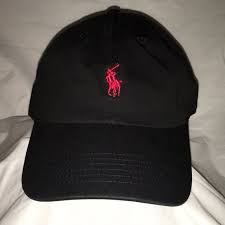 Polo All Black Dad Hat Red Horse Strapback Black Dad Dad Hats Polo Hat