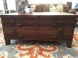 Vintage Wooden Map Flat File Cabinet Coffee Table With Storage Coffee Table Furniture Furniture Styles