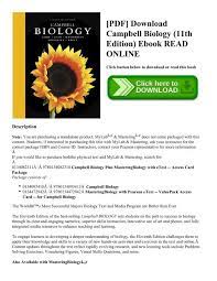 Maybe you would like to learn more about one of these? Pdf Download Campbell Biology 11th Edition Ebook Read Online