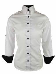 Maybe you would like to learn more about one of these? Women S White And Black Contrast Military Shirt Long Sleeve Uniform Edit