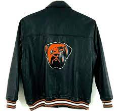 Vtg Cleveland Browns Nfl Varsity Leather Jacket Xl Dawg Pound Brown Reebok Reebok Clevelandbrowns Jackets New England Patriots Hoodie Satin Jackets