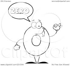 Become a member by purchasing monthly membership or annual membership! Royalty Free Rf Clipart Illustration Of A Coloring Page Outline Of A Number Zero Character Saying Zero By Hit Toon 231544