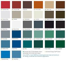 standing seam metal roof color chart metal roof colors