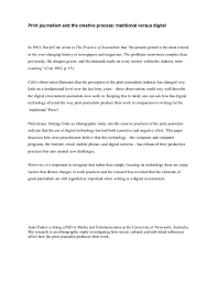 The commercialization of healthy and breazu, p. Pdf Print Journalism And The Creative Process Traditional Versus Digital Janet M Fulton Academia Edu