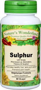 Flowers of sulfur (british spelling flowers of sulphur) is a very fine, bright yellow sulfur powder that is produced by sublimation and deposition. Flowers Of Sulphur Capsules Usp 1175 Mg 60 Veg Capsules Penn Herb Co Ltd