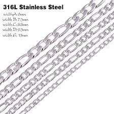 Us 3 28 22 Off Customize Size 316l Stainless Steel Necklace Chain Silver Color Chain Necklace Mens Jewelry Christmas Gift Figaro Chain In Chain