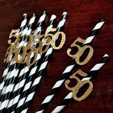 Gold 50th Birthday Party Ideas For Mom Black And Gold Straws For 50th Party 10ct Ships In 1 3 Business Days 50th Birthday Party Ideas 50th Birthday Centerpieces 50th Birthday Party Decorations 50th Party