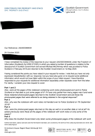 SG INTERNAL REVIEW RESPONSE FOI:202300369934 & POLICE SCOTLAND FOI 23-2808  IN REGARD TO THE NOTEBOOK OF MICHAEL MCELHINNEY