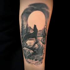 Wolf Howling Moon Tattoo Moon Tattoo Tattoos Tattoo Designs