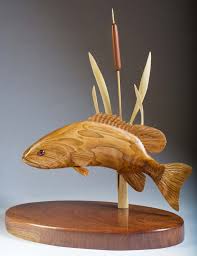1st In Class 701 Realistic Fish Natural Or Stained Donald Lund Iowa City Ia Small Mouth 24 X Fish Wood Carving Wood Carving Art Fish Sculpture