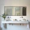 Floating 60 white undermount double sink bathroom vanity natural carrara marble. 1