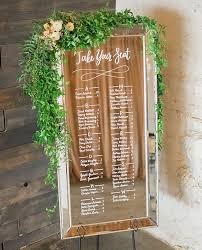 Mirror Seating Chart Wedding Sign Floral Garland Hand