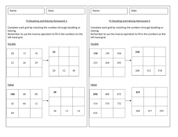 year 5 doubling and halving homework worksheet numeracy block a unit 1 teaching resources