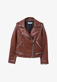 Mango Liz Faux Leather Jacket Cognac Zalando Co Uk