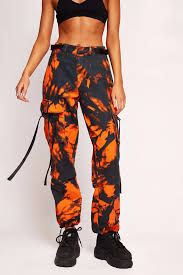 Black And Orange Cargo Pants Orange Tie Dye Cargo Trousers Jaded London In 2020 Orange Tie Cargo Trousers Tie Dye Pants