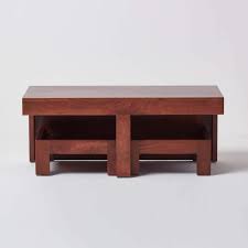 / living room furniture / coffee tables / black coffee tables. Homescapes Dark Wood Dakota 3 Piece Coffee Table Set With 2 Matching Stools 100 Solid Wood Japanese Low Table Buy Online In Bahamas At Bahamas Desertcart Com Productid 63462923